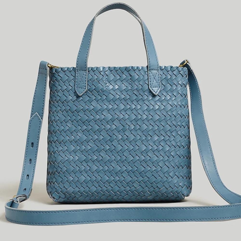 NWT Madewell Small Transport Crossbody: Woven Leather Edition in Ocean